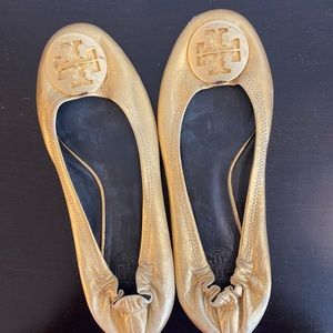 Tory Burch gold flats